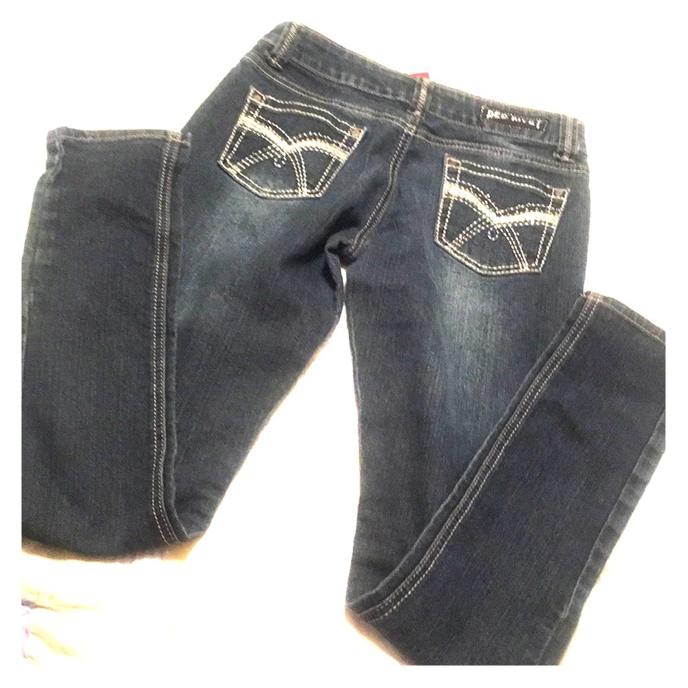 Red rivet skinny jeans size3